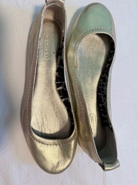 Coach Metallic Gold Leather Ballet Flats